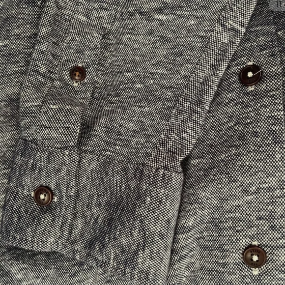 EUC -TED BAKER Men's Heathered Blue linen cotton knit Button Down Shirt - size 3 - Picture 9 of 9